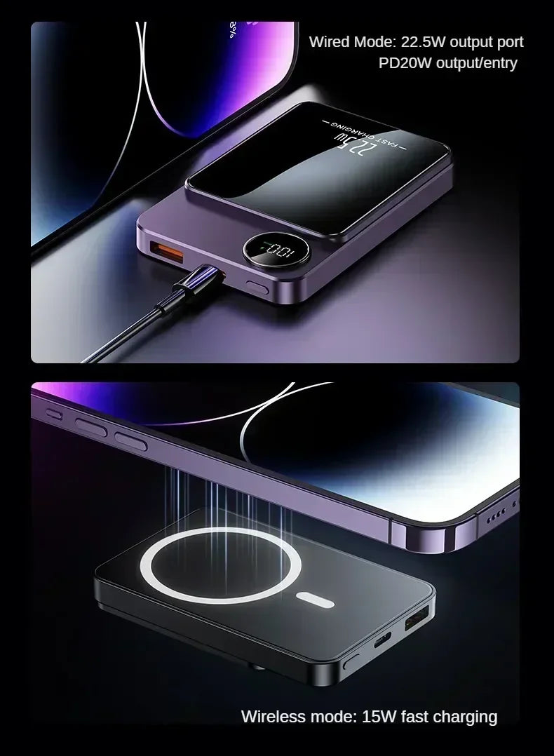 MagSafe Power Bank - 15W Magnetic Wireless Charger with PD Fast Charge